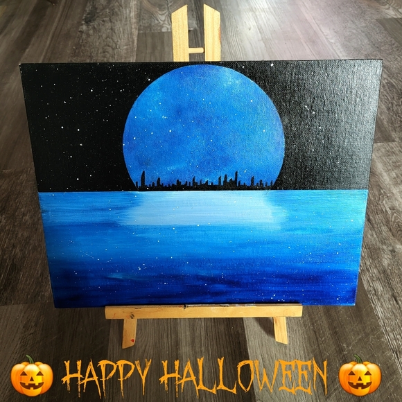 "The Cityscape Illuminated Beneath a Full Blue Moon" by Artistic Ashara